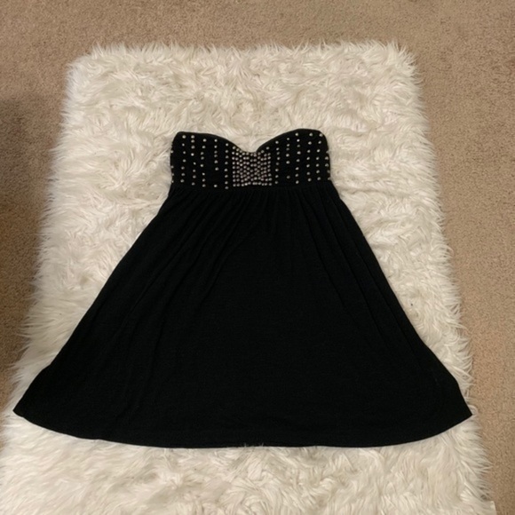 2b Bebe Black Studded Black Mini Dress Medium - Picture 1 of 5